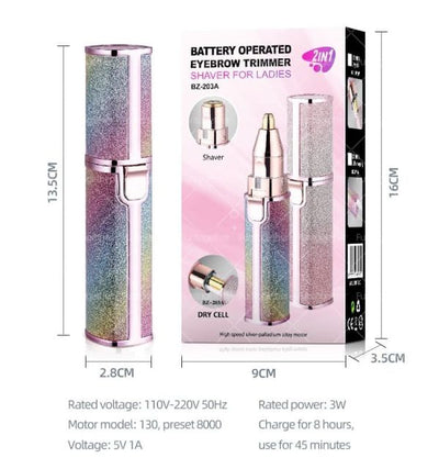 2 In 1 Electric Eyebrow Trimmer And Shaver, Flawless Hair Remover 2 In 1 Hair Remover Trimmer For Women