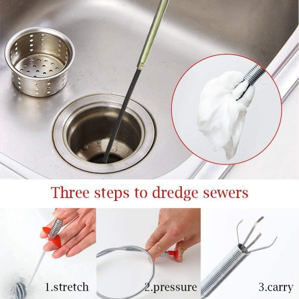 90 Cm Drain Wire Hair Drain Clog Removers, Kitchen Sink Cleaning Hook, Bathroom Toilet Pickup Tool