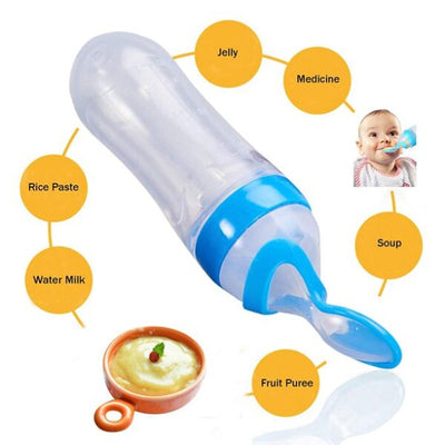 Baby Spoon Feeder Silicone Bottle Feeding (random Color)