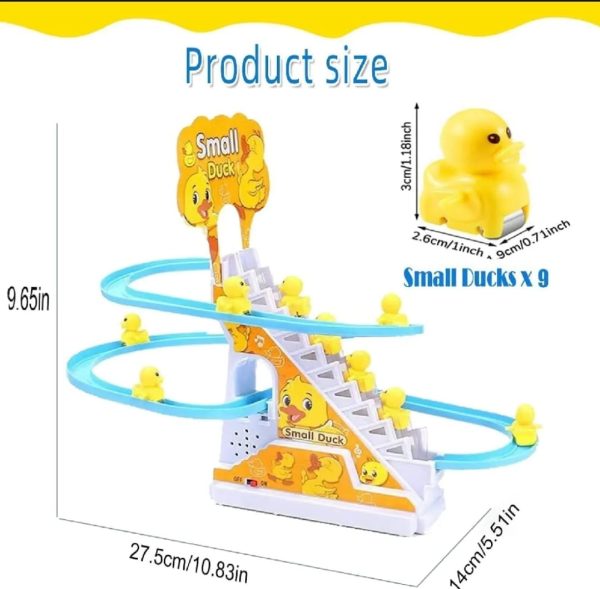 Duck Slide Toy Set, Funny Automatic Stair-climbing Ducklings Cartoon Race Track Set Little Lovely Duck Slide