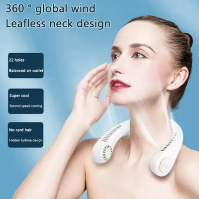 Neck Fan Portable Bladeless Neck Fans Portable Hanging Neck Fan Micro Cooling Strong Fan 360° Bladeless