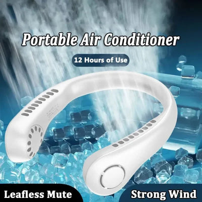 Neck Fan Portable Bladeless Neck Fans Portable Hanging Neck Fan Micro Cooling Strong Fan 360° Bladeless