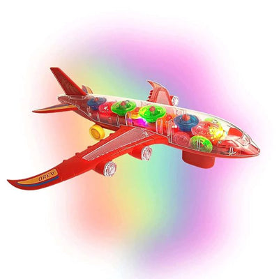New Trending Transparent Gear Plane Toy – Light Mode, Music, Bump-and-go Action