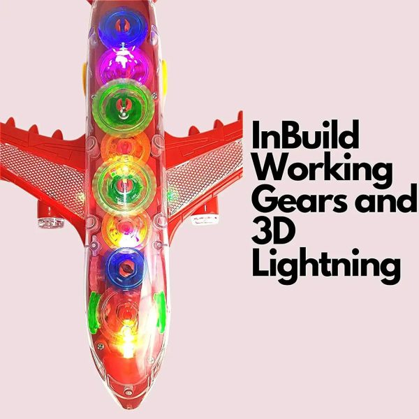 New Trending Transparent Gear Plane Toy – Light Mode, Music, Bump-and-go Action