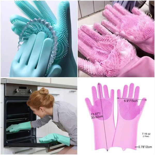 Silicone Washing Full Finger Gloves For Home & Kitchen (random Colors)
