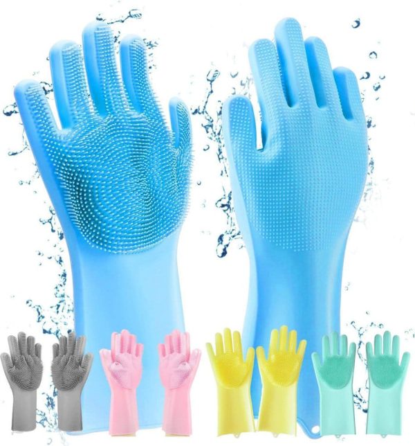 Silicone Washing Full Finger Gloves For Home & Kitchen (random Colors)