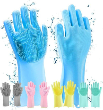 Silicone Washing Full Finger Gloves For Home & Kitchen (random Colors)