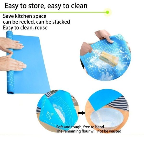 Silicone Pastry Mat – 14 Inch Round Non-stick Baking Mat With Measurements – Food-grade